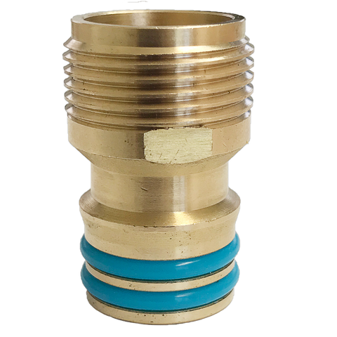 Holman 18mm Brass Sprinkler Adapter, Gold Snap-On Hose Fitting Outdoor