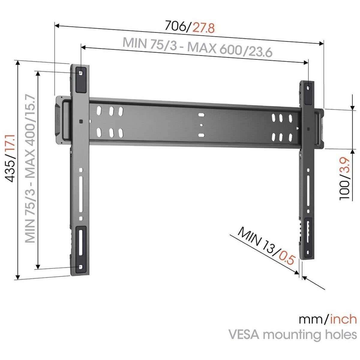 Vogel's Ultra-Thin Fixed TV Wall Mount for 40 to 110 Inch TVs - 100kg Capacity, 13mm Profile - TVM5705B
