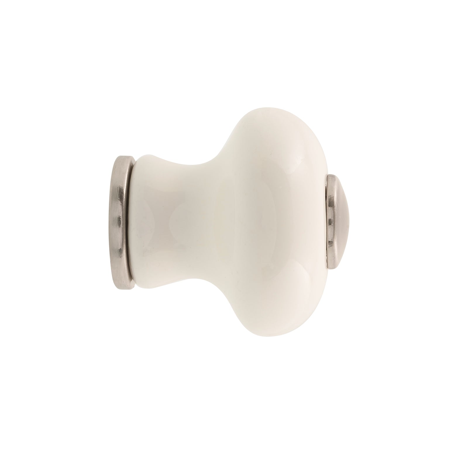 Prestige 30mm White Ceramic Knob Brushed Nickel - 6 Pack