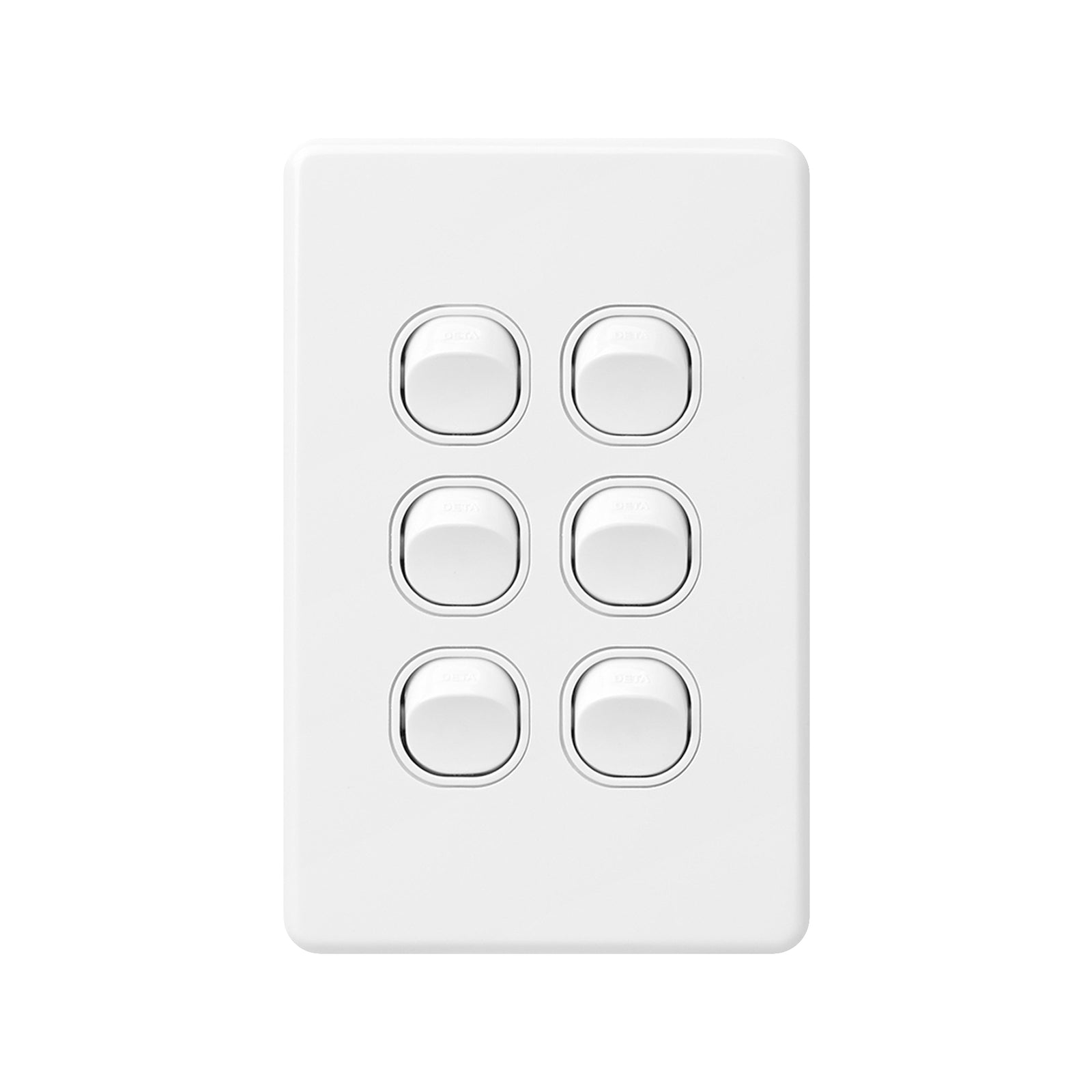 DETA X6 Six Vertical Switch 6 Gang White Polycarbonate 10A 240V