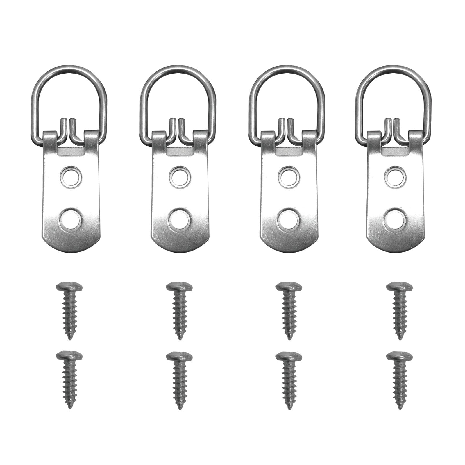 Everhang 15kg Zinc Plated Heavy Duty Picture Hanging D-Ring - 4 Pack