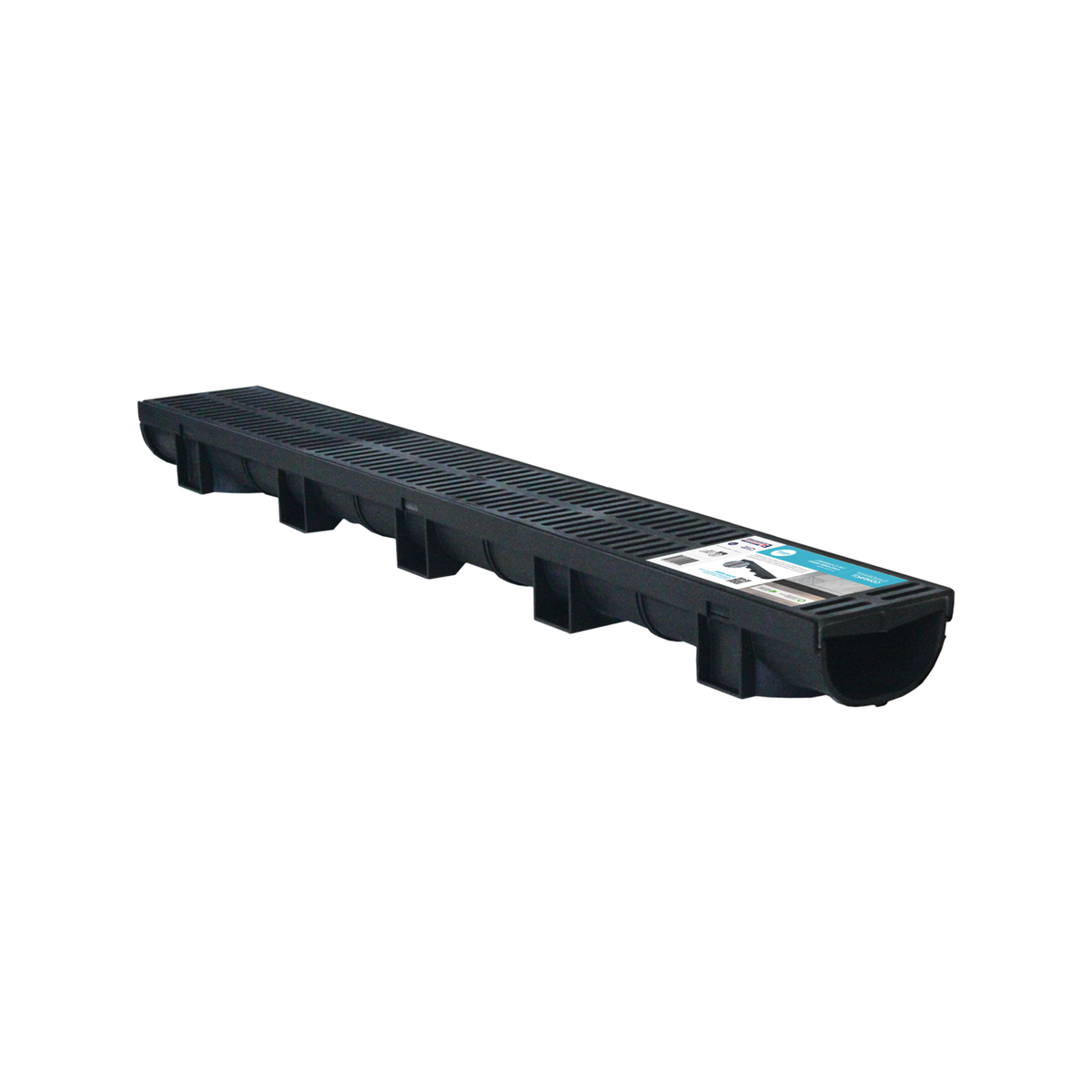 Everhard EasyDRAIN Compact 1m Polymer Grate and Channel, Black UV Stabilised Push-Connect Drain