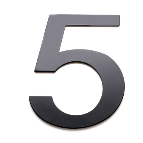 Sandleford 200mm Black Lorenzo House Number 5 - Powder Coated Steel, Weather Resistant