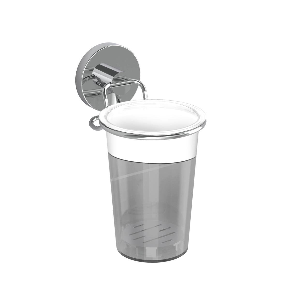 Fusion Loc Stainless Steel Suction Bathroom Tumbler - 8kg - Chrome - 90mm x 180mm x 130mm - SuperSaverAU - view 1