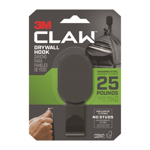 3M CLAW Plasterboard Wall Hook Black 11kg