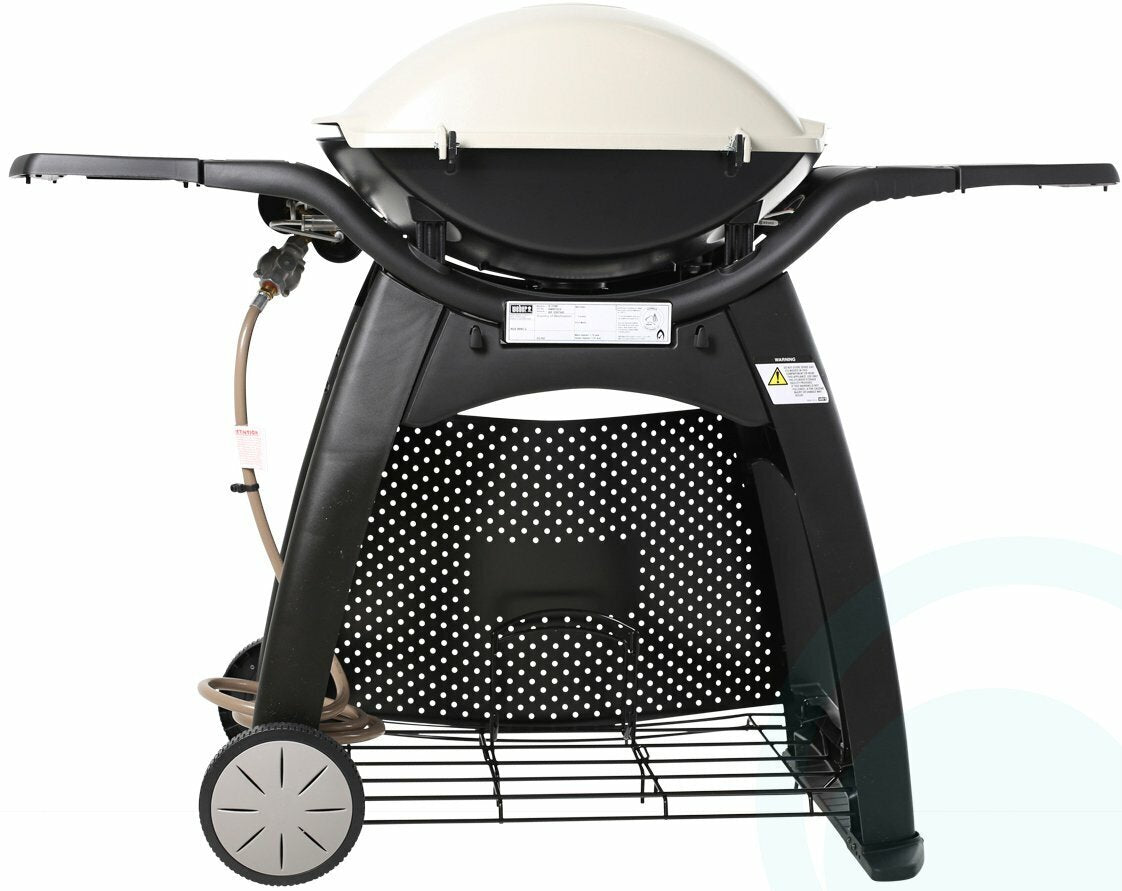 Weber Family Q Q3100 2 Burner LPG BBQ - Beige, Roasting Hood, Patio Cart with Tool Holders - 56060124-C