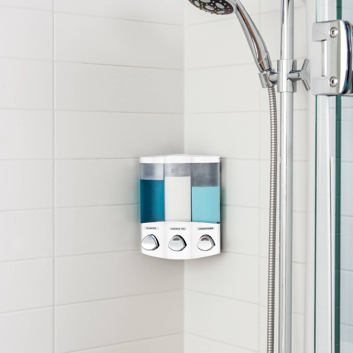 Better Living Trio 3 x 435ml Shower Dispenser White Wall Mount Rust Resistant