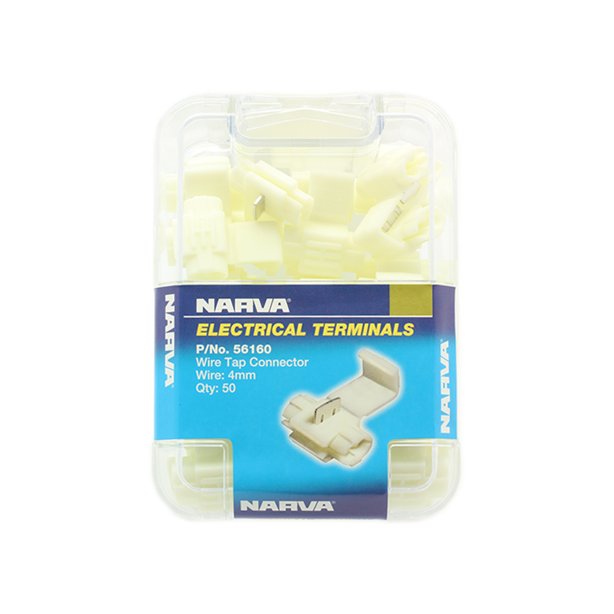 Narva 4mm Ezy Tap Electrical Wire Connector Nylon Trade Box 50 Pack