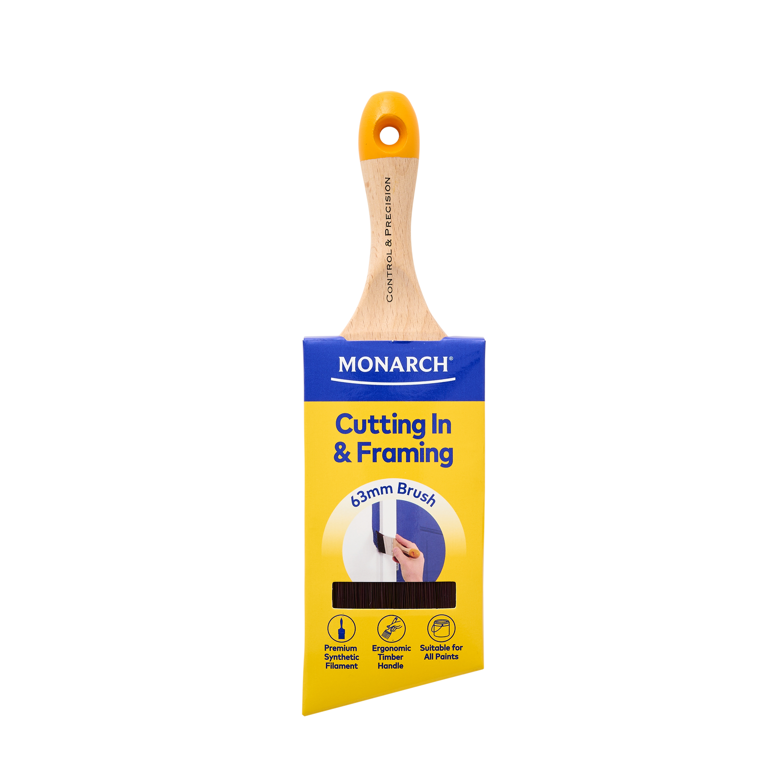 Monarch 63mm Cutting In and Framing Synthetic Paint Brush, Angled Timber Handle