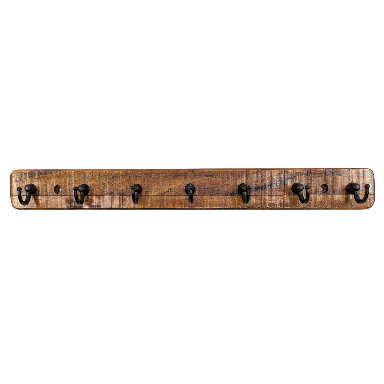 Adoored 7 Hook Rustic Board Key Rack 385mm - Black