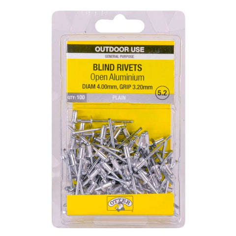 Otter 4.0 x 3.2mm Open Aluminium Blind Rivets 100 Pack