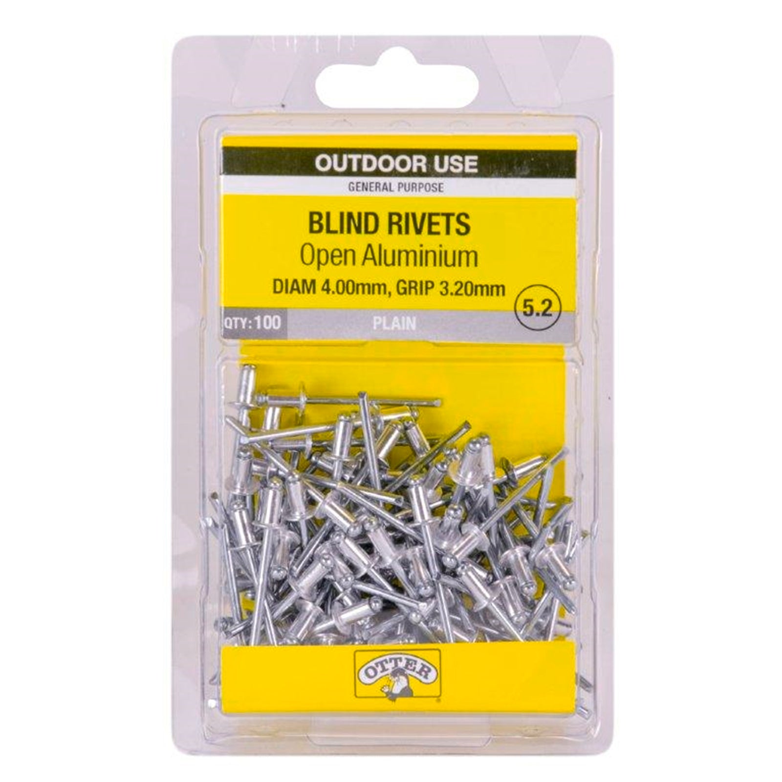 Otter 4.0 x 3.2mm Open Aluminium Blind Rivets 100 Pack