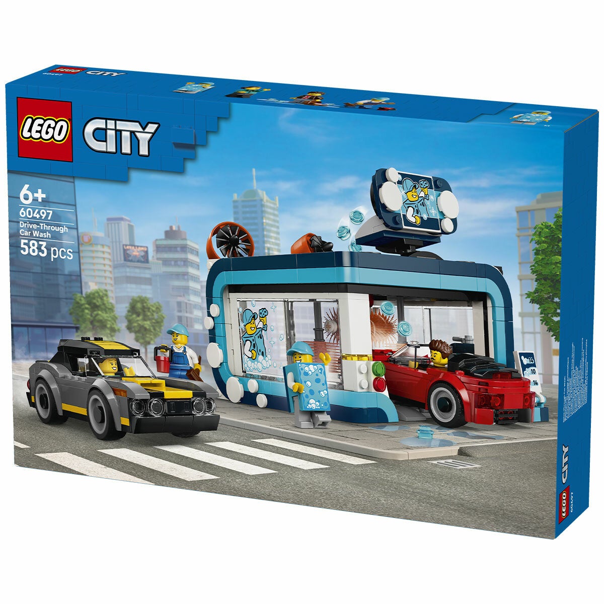 LEGO Drive Through Car Wash City Playset With 2 Toy Cars Ages 6 Plus 60497 — image 8