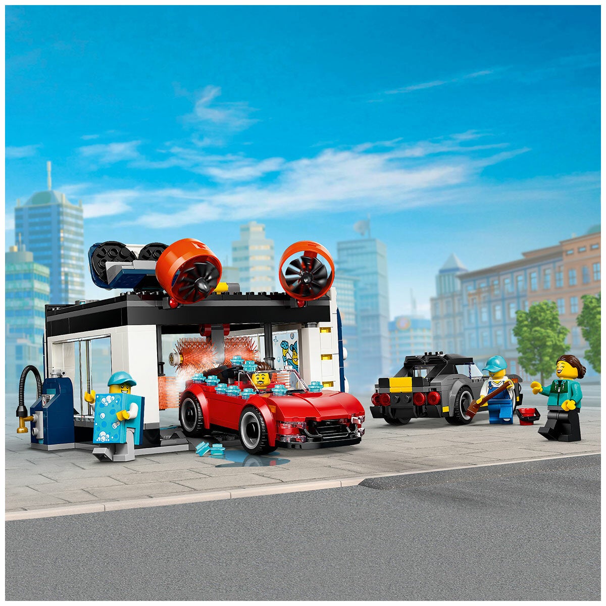 LEGO Drive Through Car Wash City Playset With 2 Toy Cars Ages 6 Plus 60497 — image 6