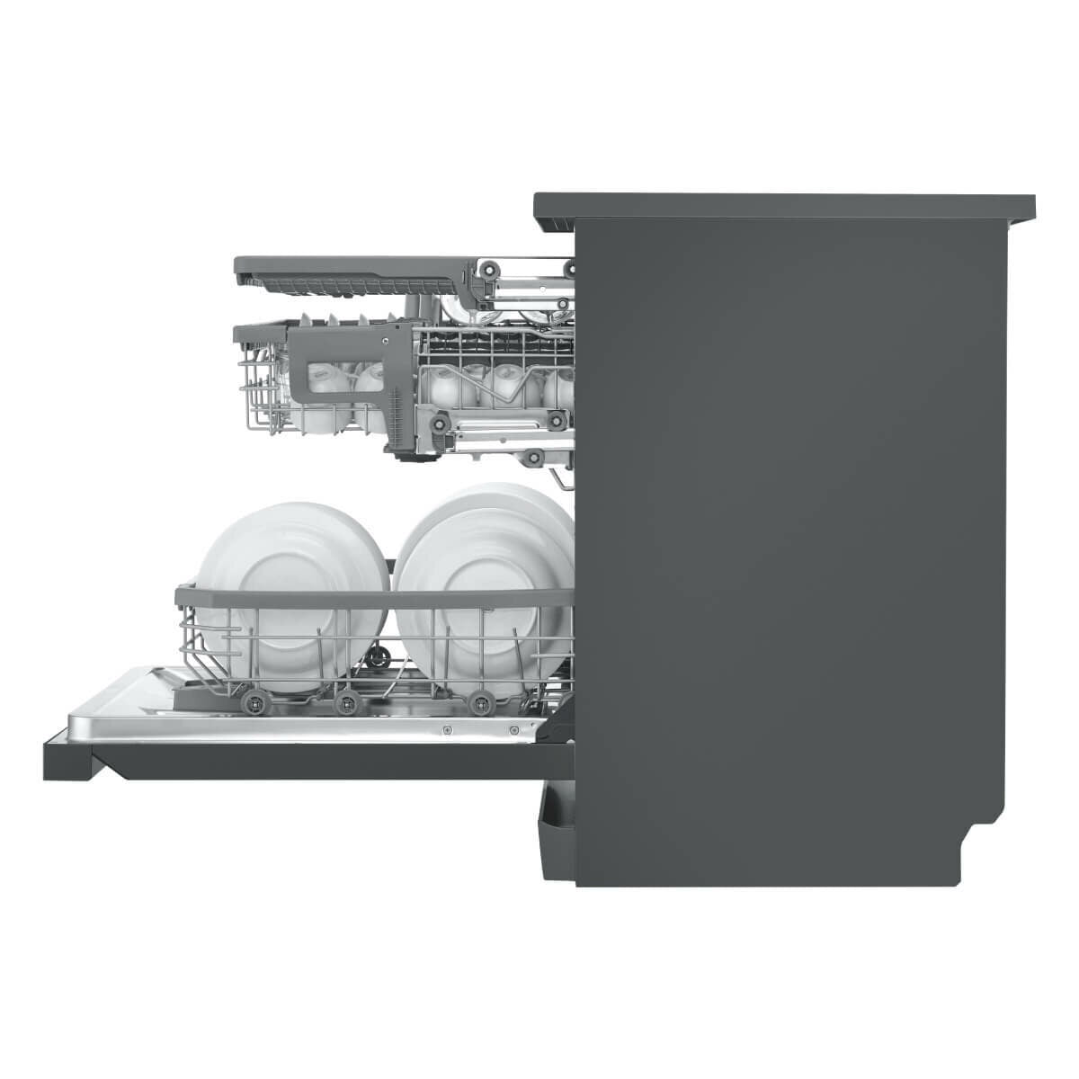 LG 60cm QuadWash Freestanding Dishwasher - 15 Place Settings - Matte Black - Auto Door Opening - XD3A15MB