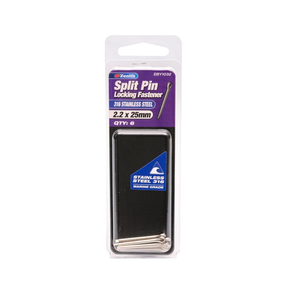 Zenith 2.2 x 25mm 316 Stainless Steel Split Pin - 6 Pack