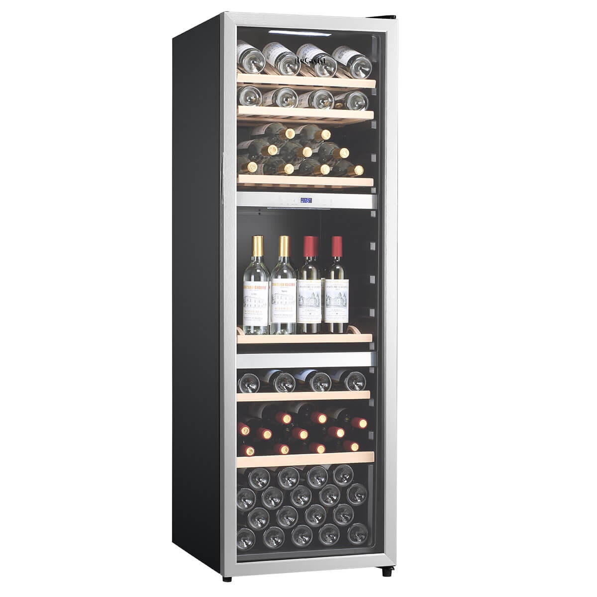 LeCavist 140 Bottle Triple Zone Wine Cabinet 282L - Stainless Steel, Triple Glazed Door - LEK1403ZPVX