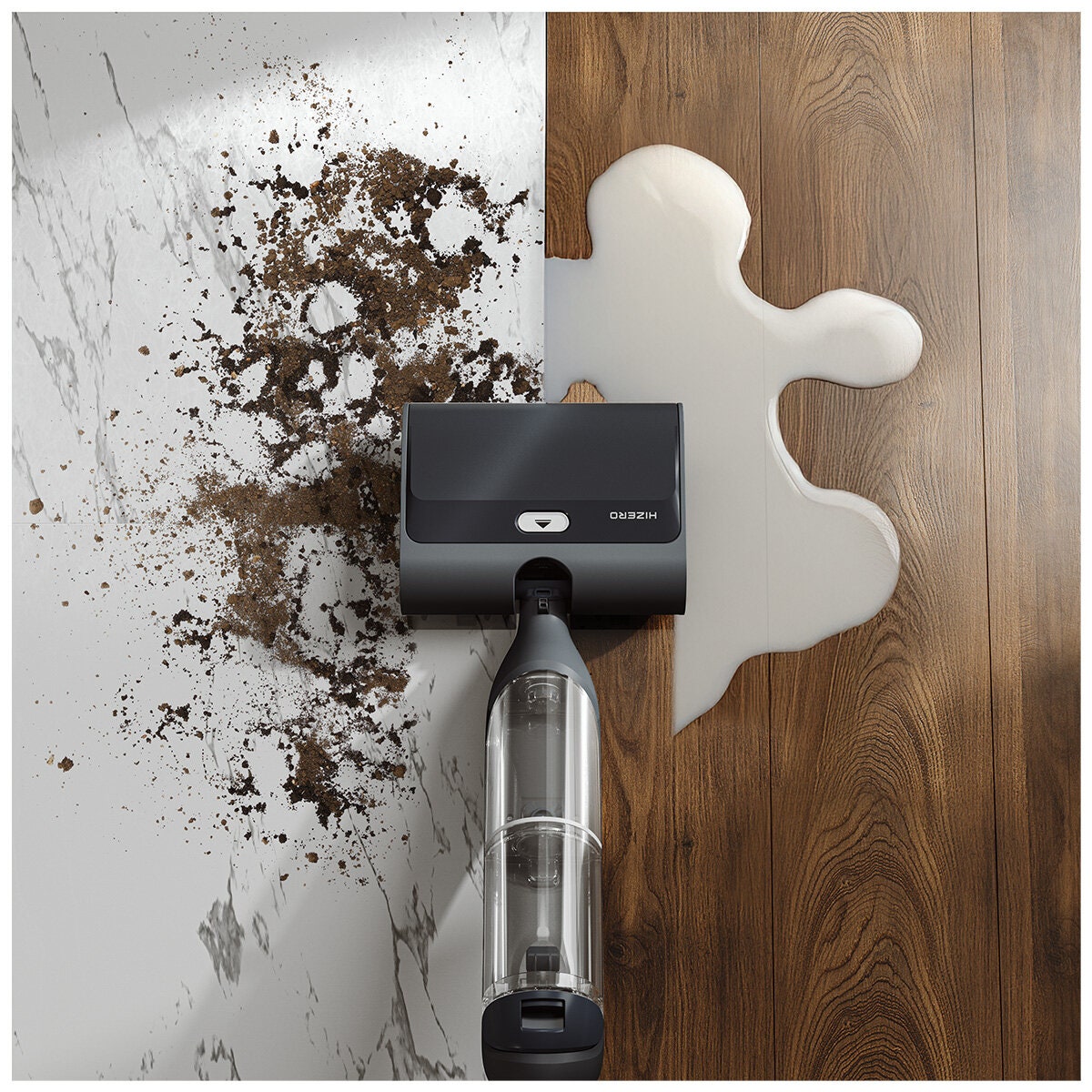 Hizero wet and dry stick vacuum - polymer roller, realtime self-cleaning, 60 minute battery life, Black - F300