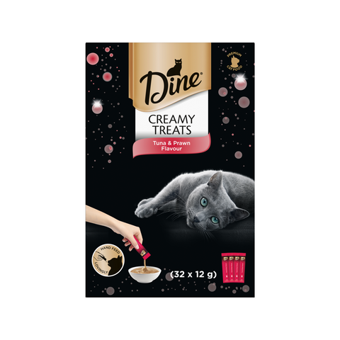 Dine Creamy Treats Tuna & Prawn Flavour Cat Treats 12g 32 Sachets