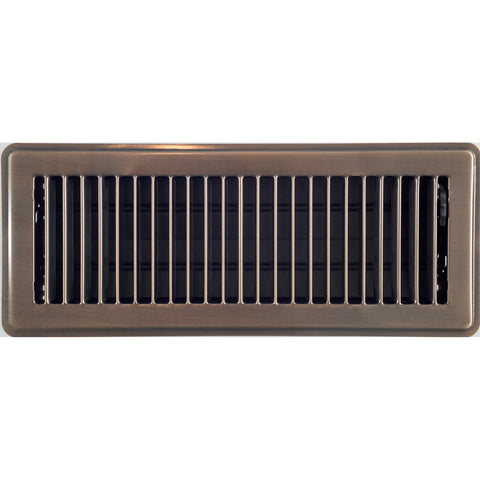 Accord 10 x 30cm Louvered Floor Register Antique Brass Electroplated Steel