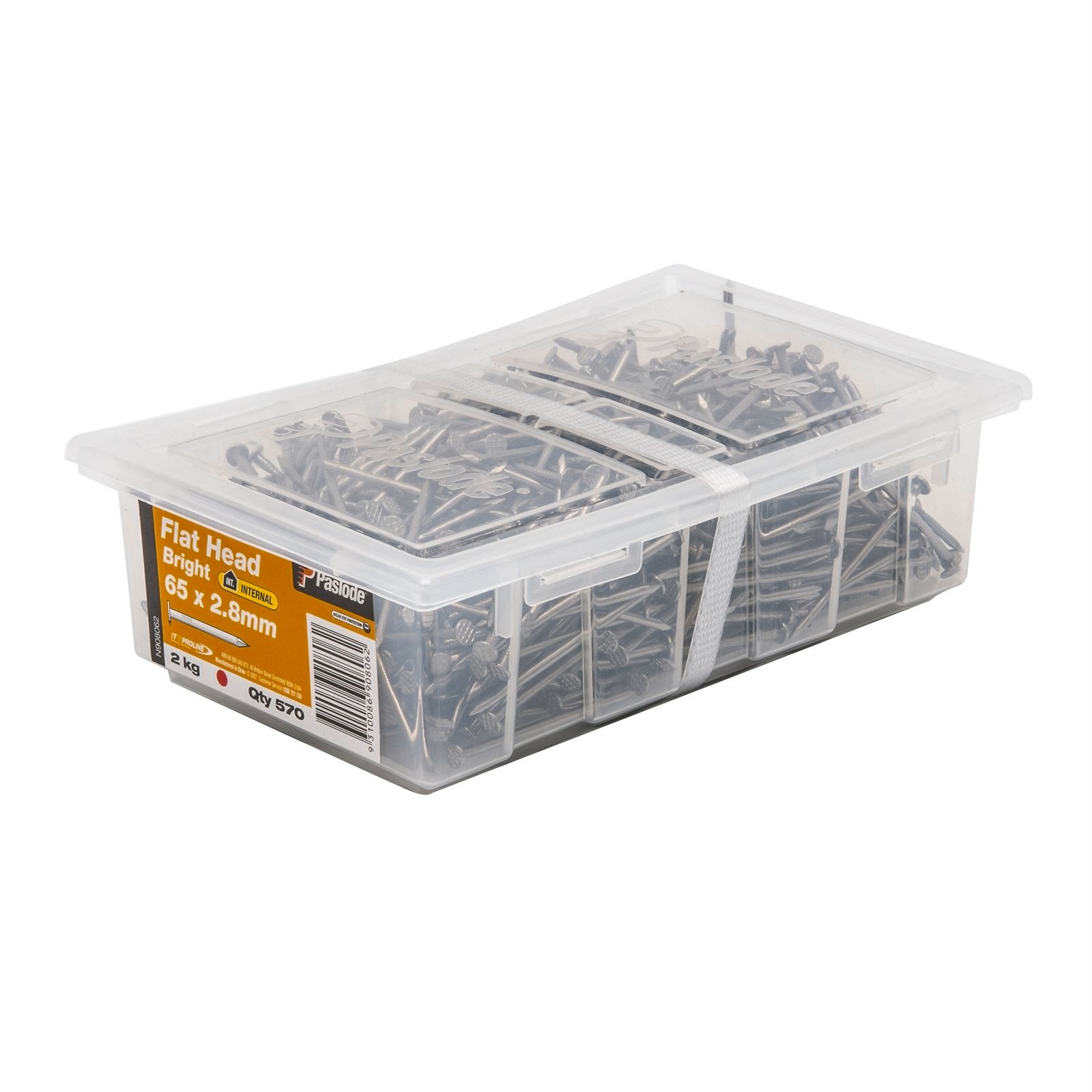 Paslode Bright Steel Flat Head Nails 65 x 2.8mm 2kg - 570 Pack