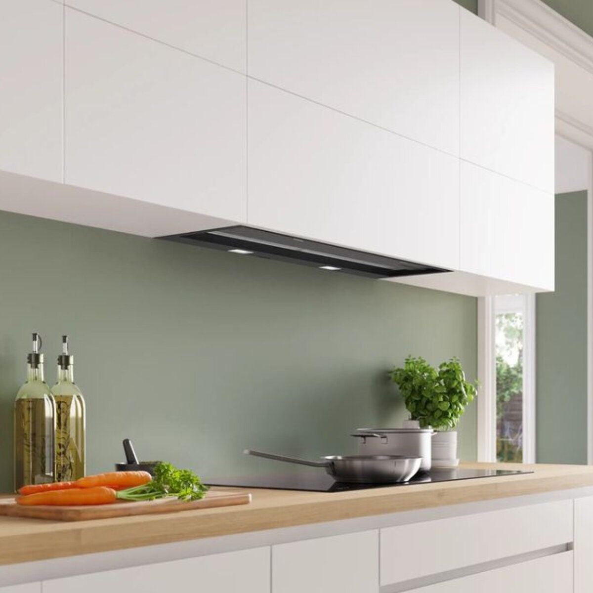 Bosch Series 8 90cm Integrated Rangehood - Matte Black - 851m³/h, 5 Fan Speeds, Smart - DBB98ET60A