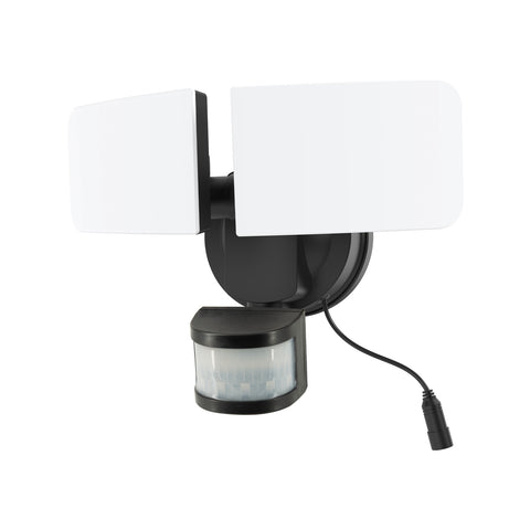 Arlec Black Solar Hybrid Ketupa Twin Head Security Sensor Floodlight, Adjustable Heads Dusk to Dawn MAL812H