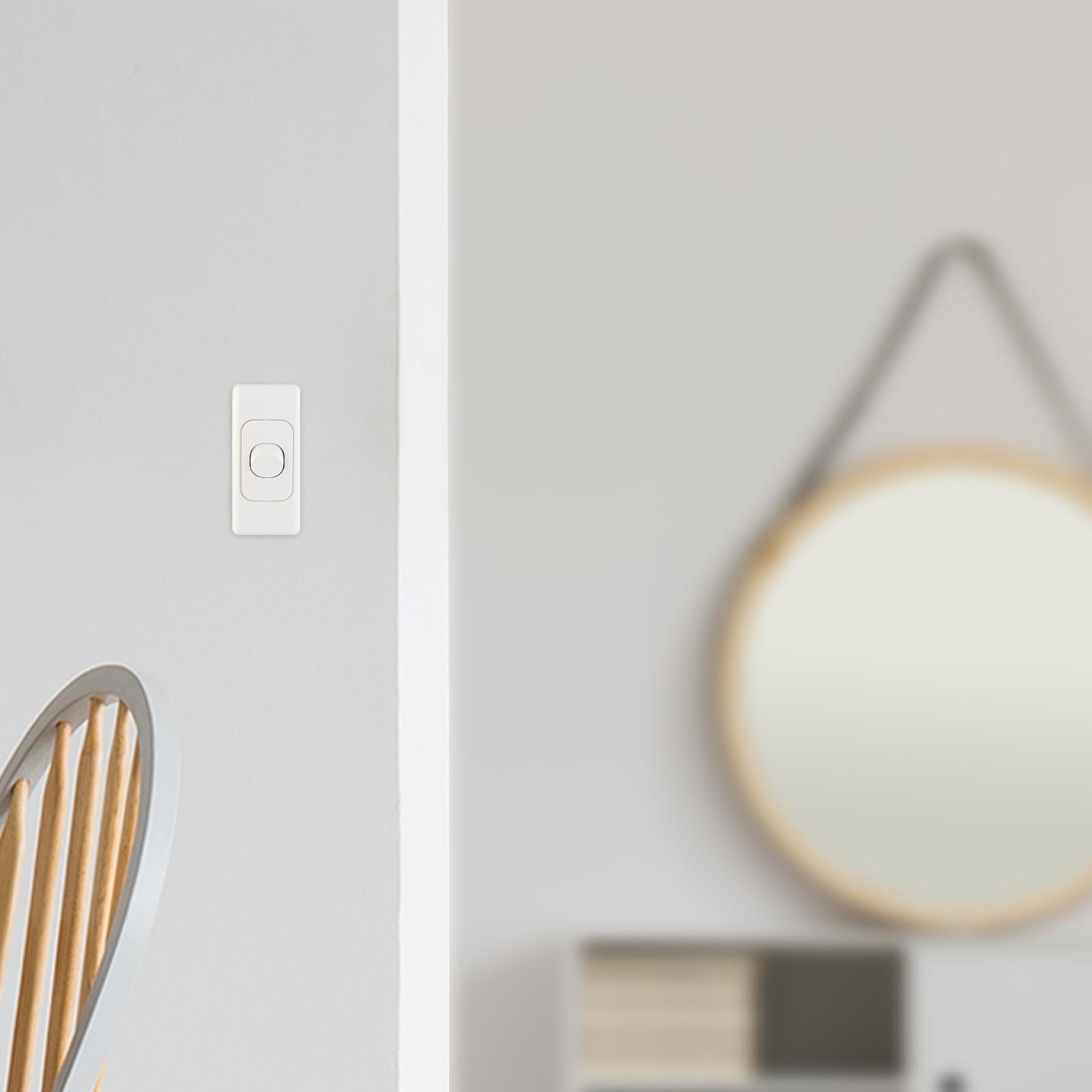 DETA Double Pole Single Architrave Switch 10A Polycarbonate White Surface Mount 6127B