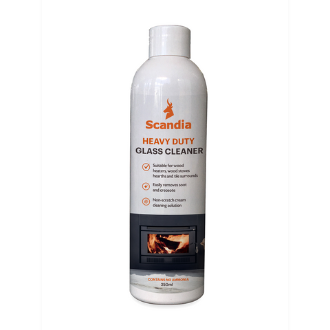 Scandia Heavy Duty Glass Cleaner 250ml - Non-Scratch Cream for Wood Heaters