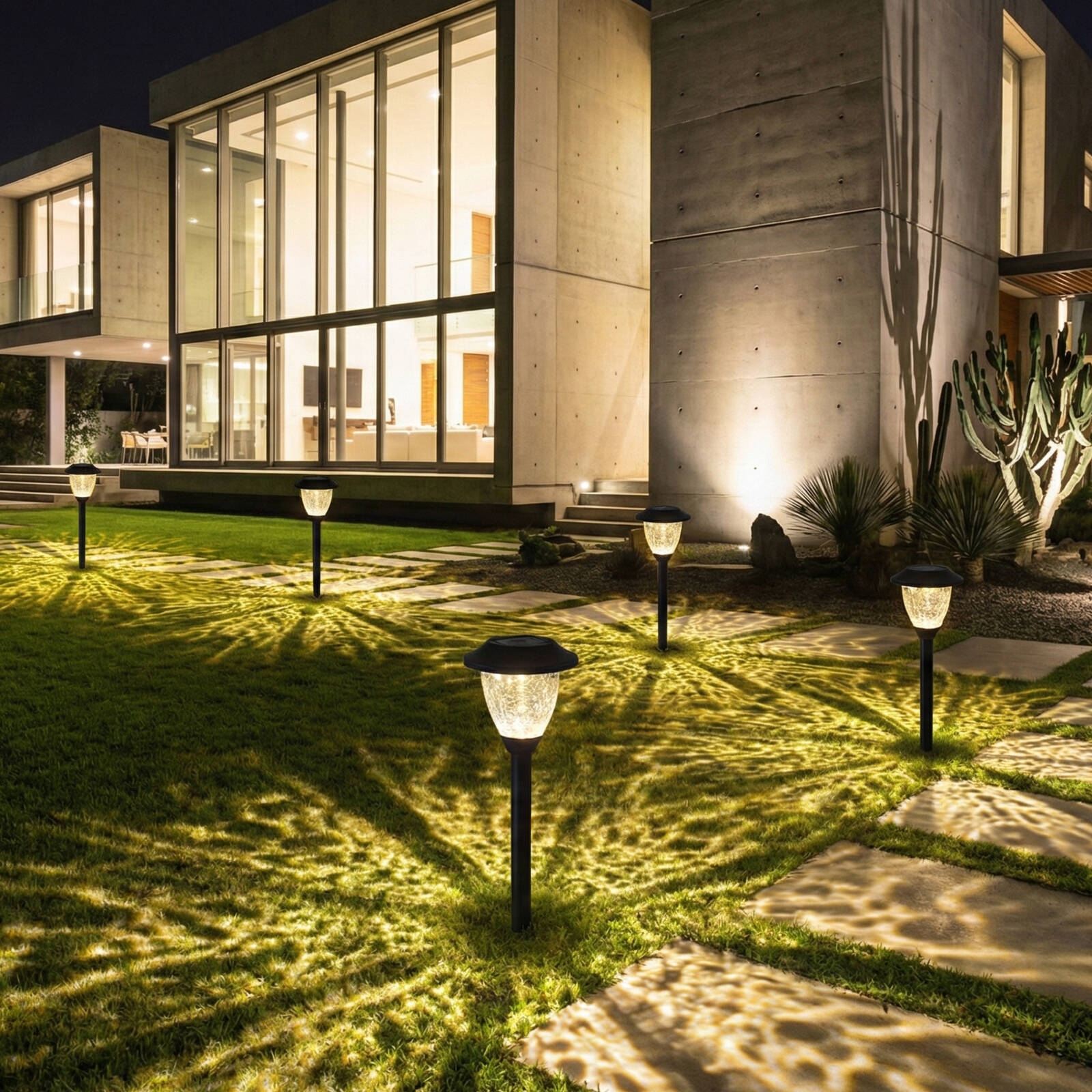 Click Charlotte Solar LED Pathway Light Crackled Glass