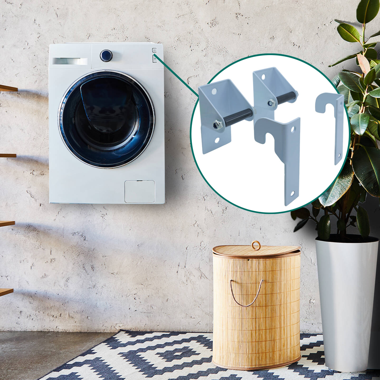 Carinya Universal Clothes Dryer Wall Mount Kit 2 Wall Brackets White Steel