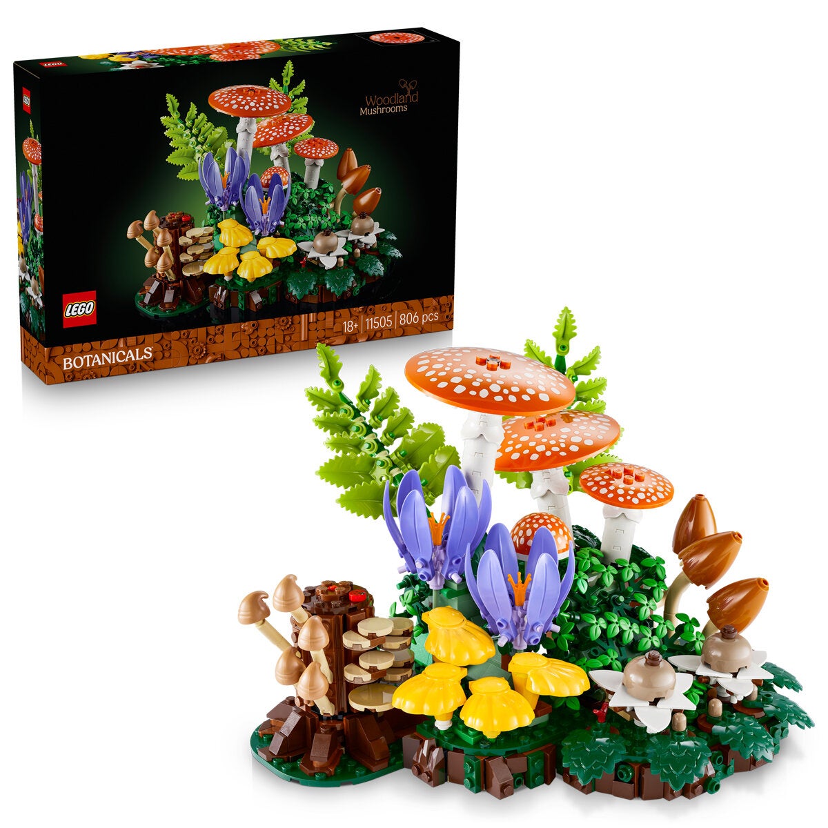 LEGO Woodland Mushrooms Model Kit Botanicals 806 Pieces Display Decor 11505
