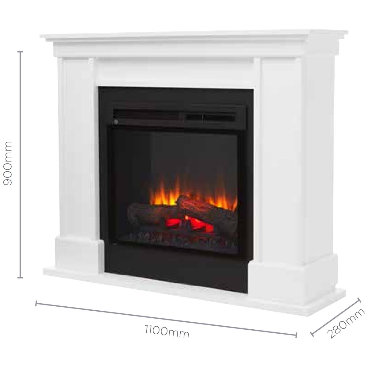 Dimplex Liberty 1.5kW Electric Fireplace - White, Optiflame LED Log Effect, 2 Fan Speeds - LBY15-AU