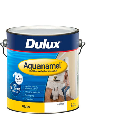 Dulux Aquanamel 4L Extra Bright Base Gloss Enamel Paint - Water-Based, UV Resistant, Indoor & Outdoor