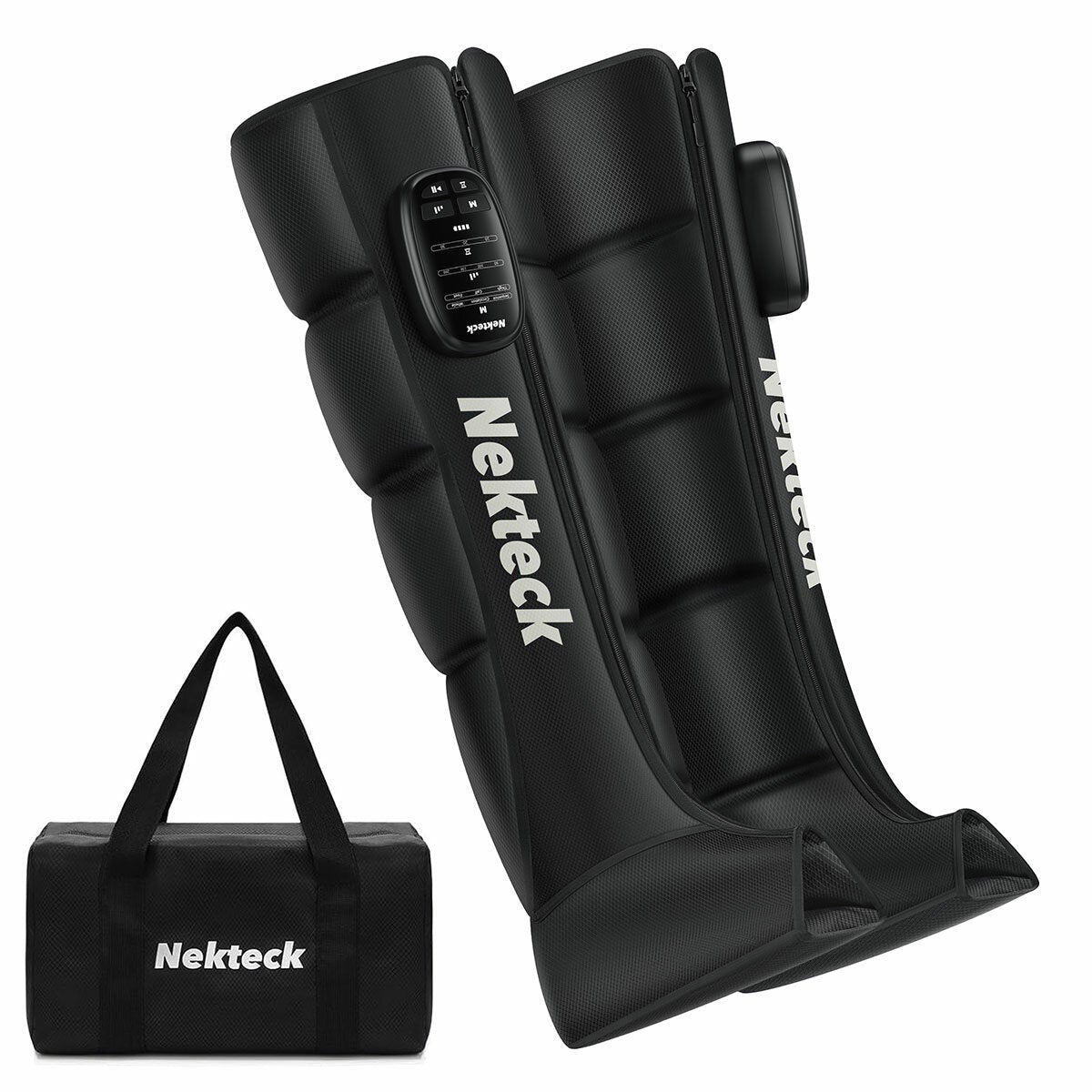 Nekteck Full Zipper Leg Massagers Black 2 Pack, 6 Modes and Wireless Use