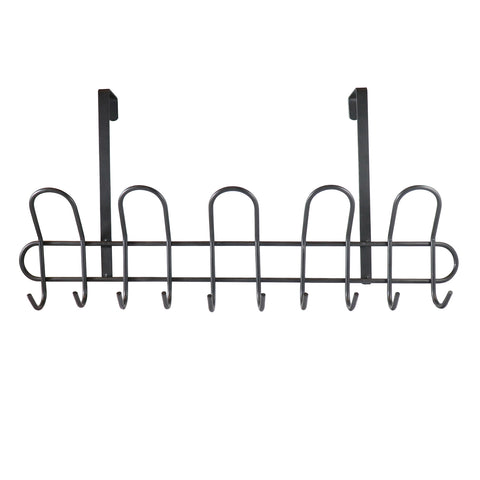 Adoored 15 Hook Over-The-Door Hook Rack Black Steel