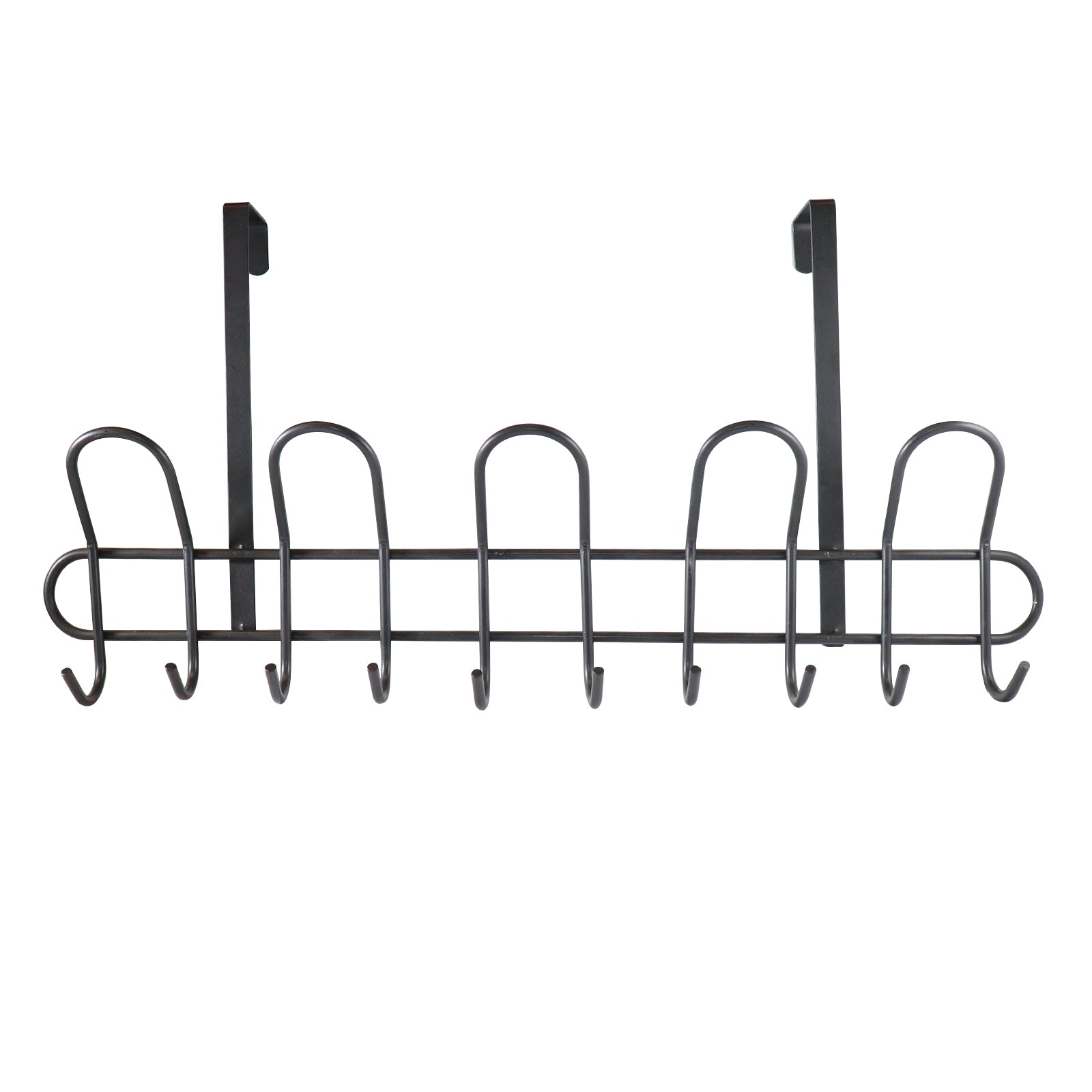 Adoored 15 Hook Over-The-Door Hook Rack Black Steel