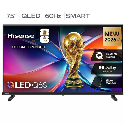 75 Inch 4K QLED Television with AI 4K Upscaler and AI Smooth Motion, Hisense 75Q6SAU