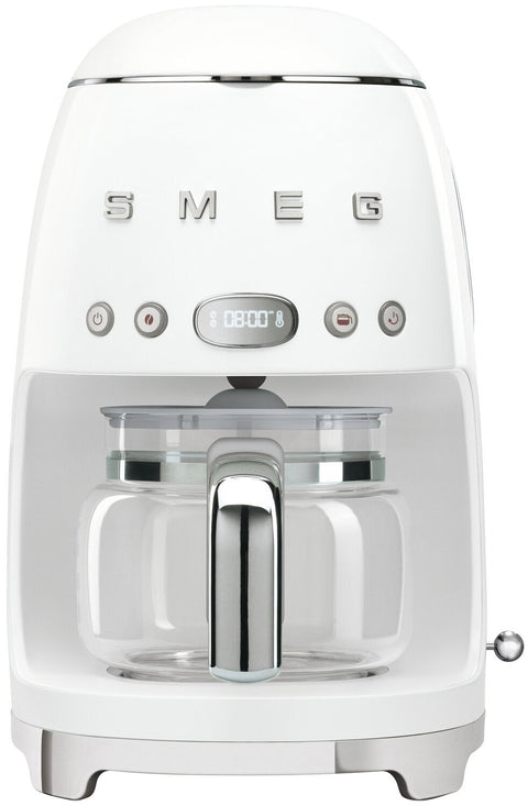 Smeg 50s Retro Style Drip Filter Coffee Machine - 1.25L Carafe, Keep Warm Mode, White - DCF02WHAU