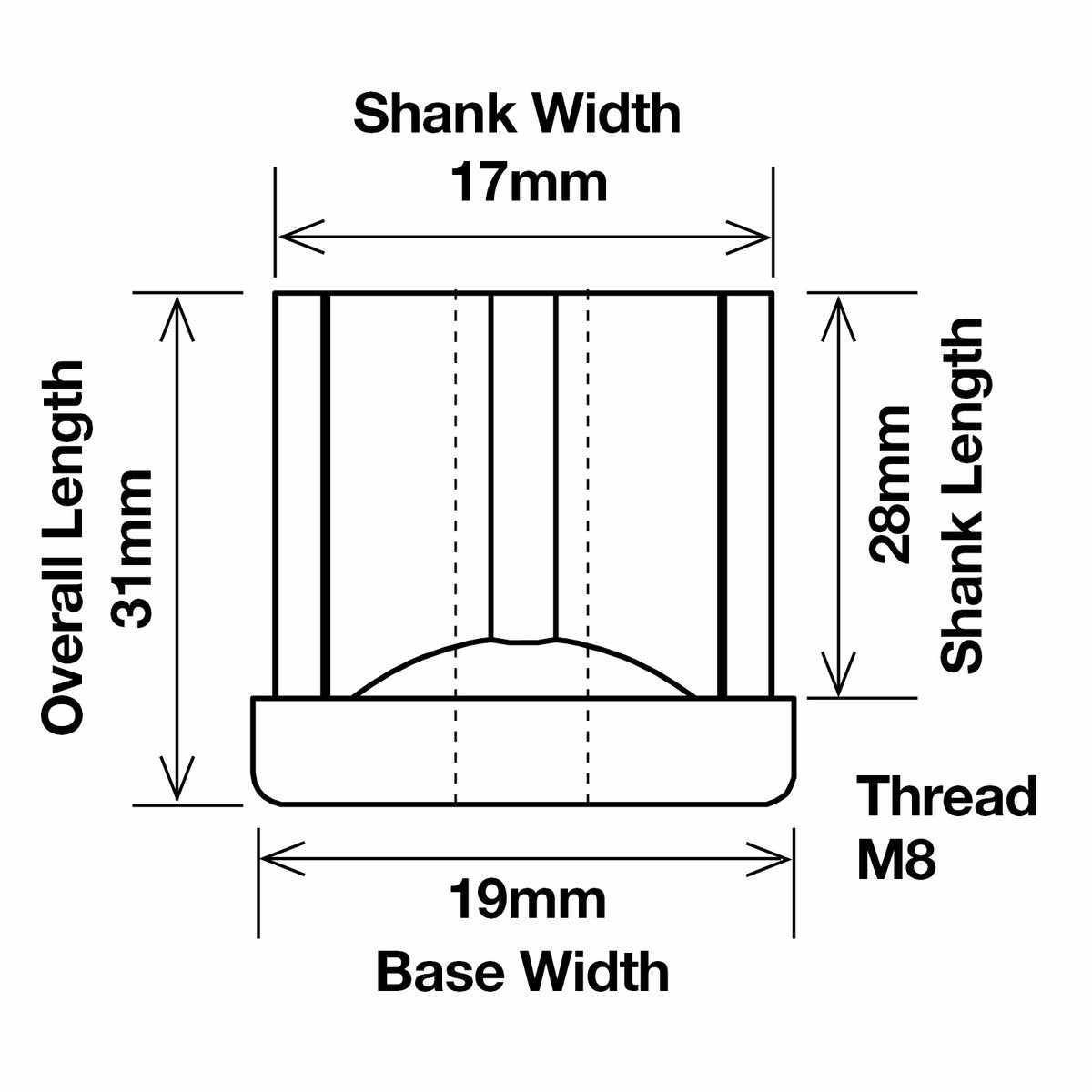 Richmond Square Threaded Tube Insert M8 19mm Zinc Plated 2 Pack - SuperSaverAU - view 2