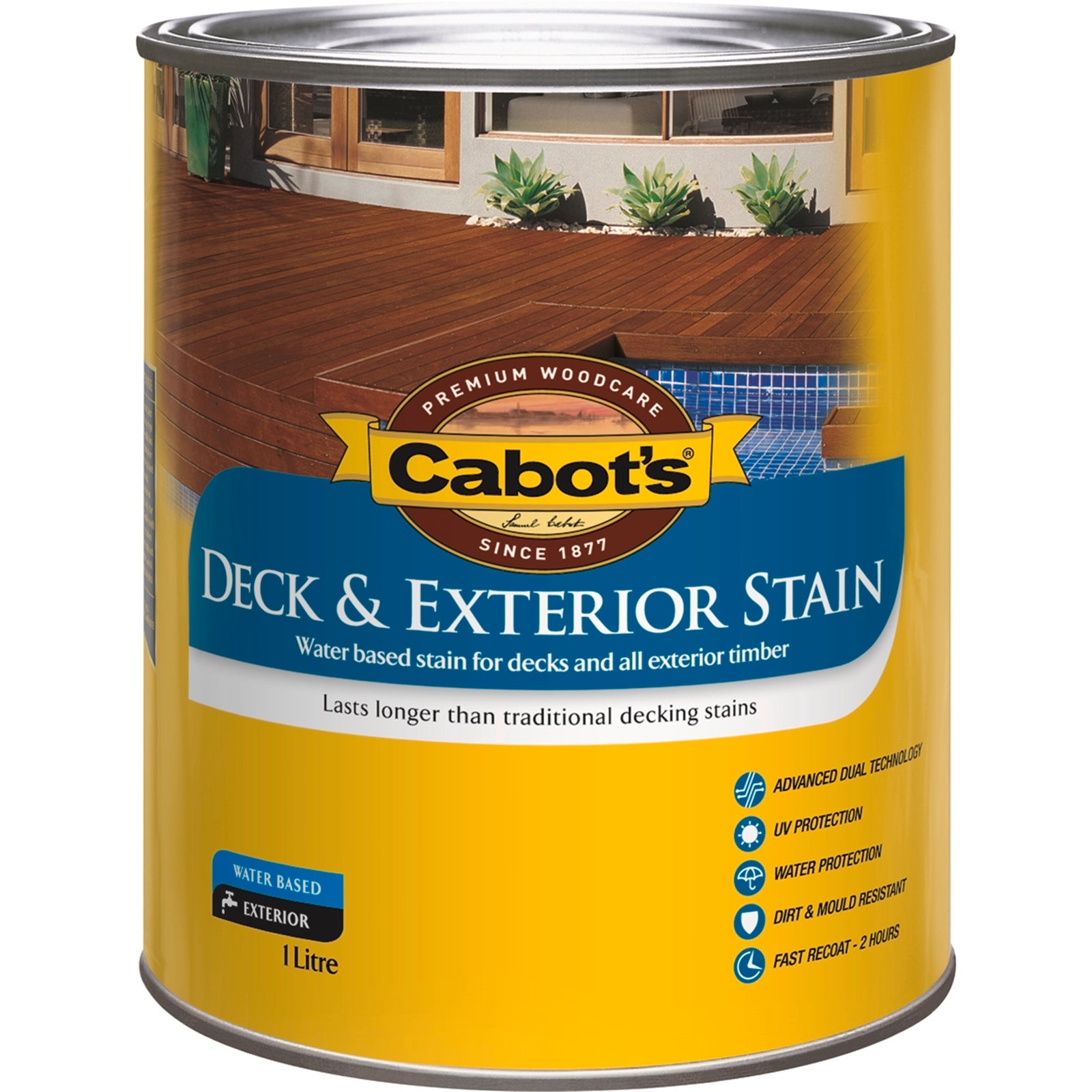 Cabot's 1L Merbau Water Based Deck & Exterior Timber Stain, UV Resistant Waterproof