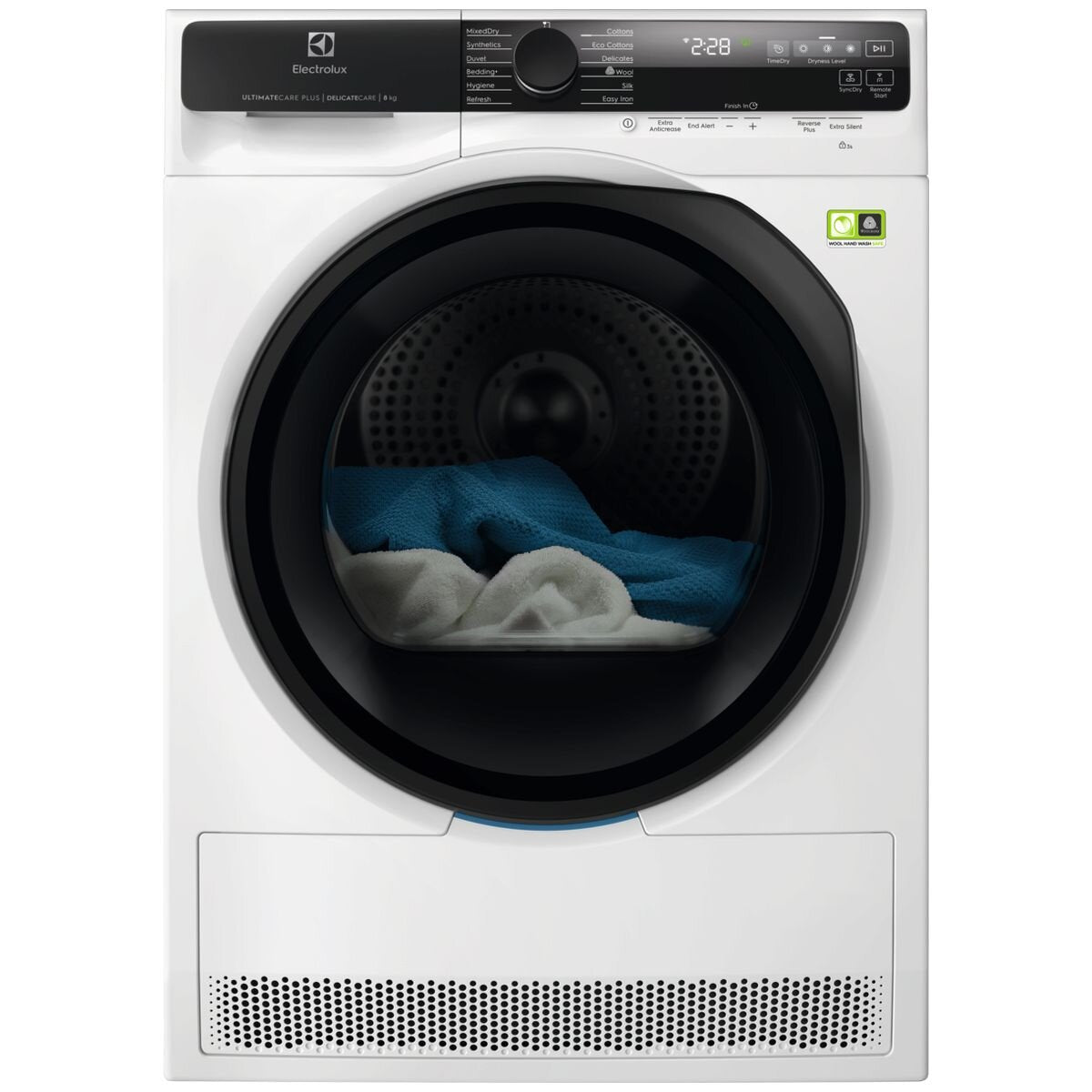Electrolux 700 Series 8kg Heat Pump Dryer - 10 Star Rating, Stainless Steel Drum, SensiCare - EDH812R7WC