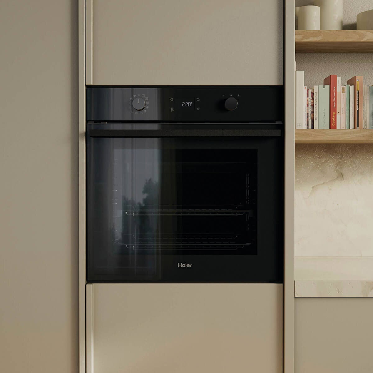 Haier 60cm 500 Series Pyrolytic Oven - 78L, 12 Functions, Air Fry, Steam Assist, Black - HWO60S12EPB5