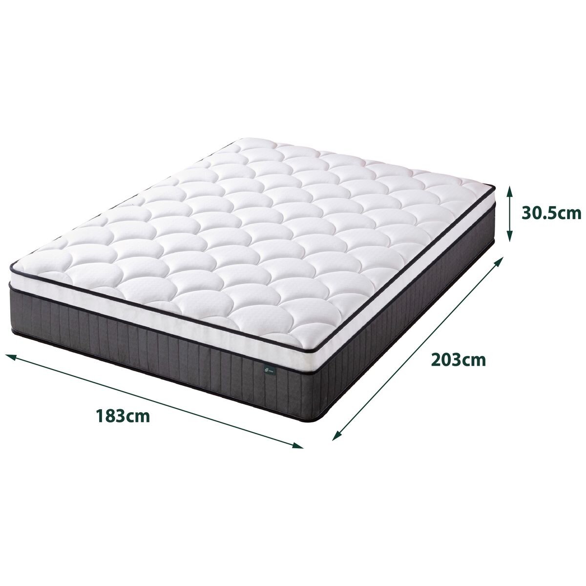 Zinus king iCoil pocket spring mattress - Eurotop, medium feel, 305mm high - AU-MSSBOPZC-12K