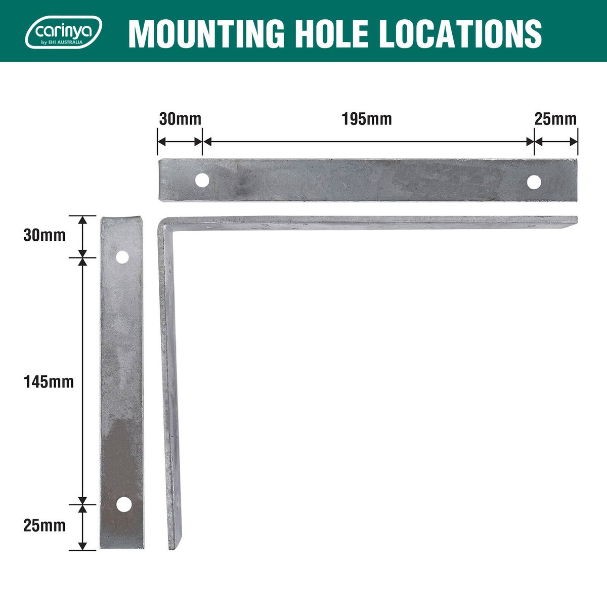 Carinya 250 x 200mm Heavy Duty Galvanised Steel Angle Bracket Indoor Outdoor