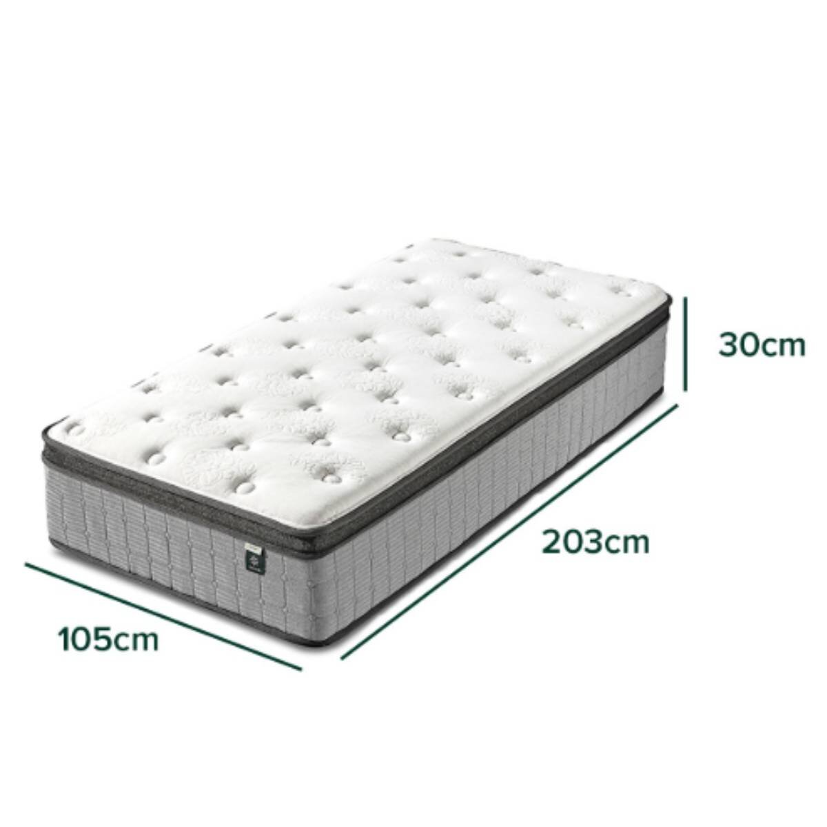 Zinus 30cm King Single Support Plus Pocket Spring Mattress - Plush Euro Top - AU-MSSPGR-12KS