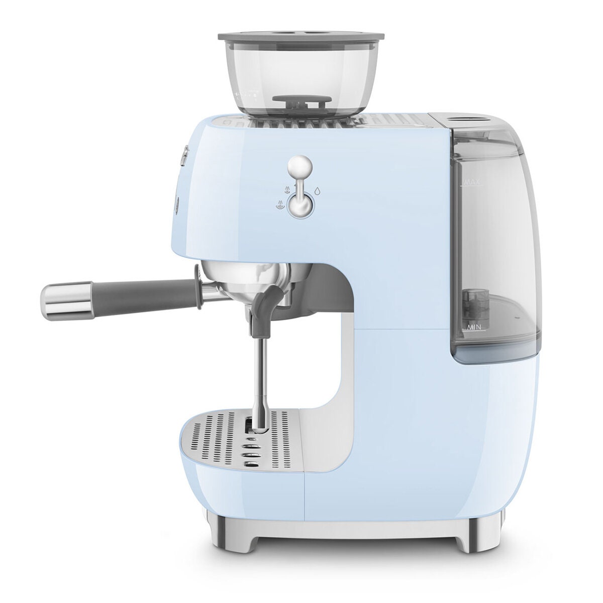 Smeg 50s Style Espresso Machine with Built-in Grinder - 20 Bar, Dual Thermoblock, Pastel Blue - EGF03PBAU