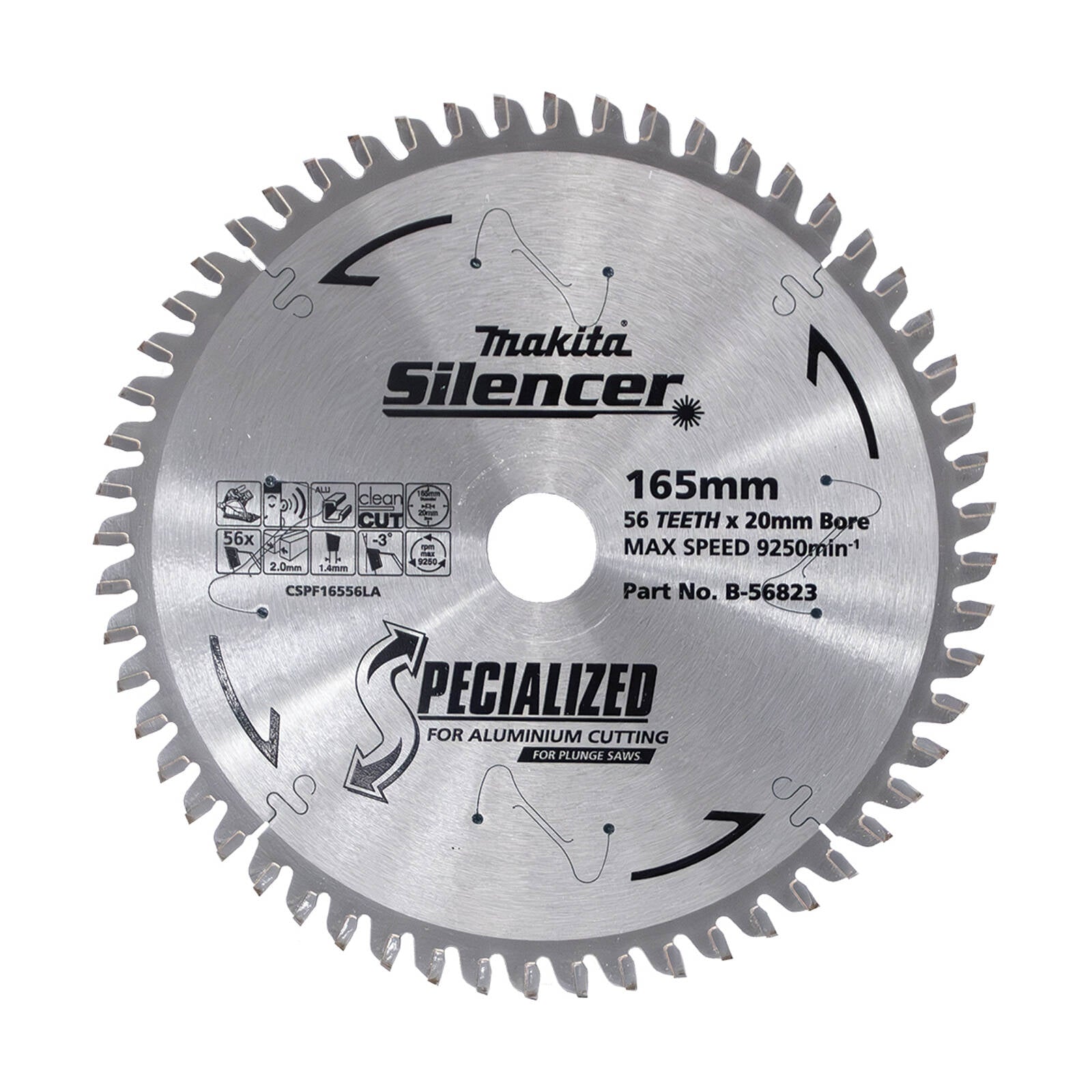 Makita 165mm 56T Plunge Saw Blade for Wood and Aluminium