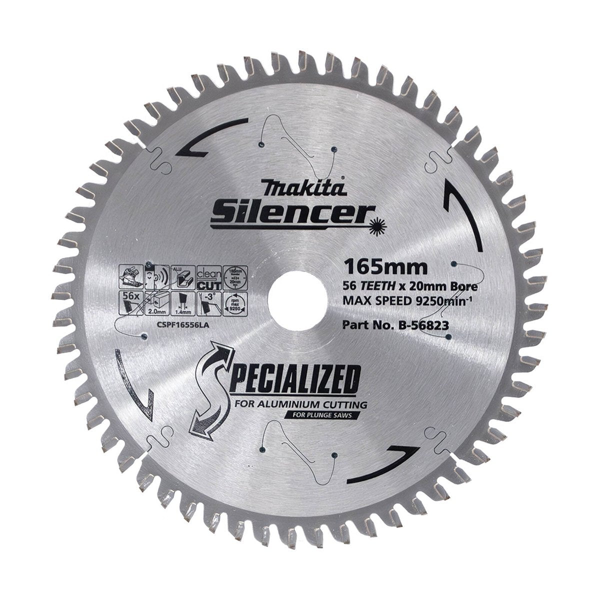 Makita Circ Saw Blade 165mm 56T Plunge B 56823 - TCT - Precision Cutting - 2mm Kerf - SuperSaverAU - view 1