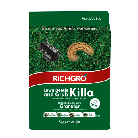 Richgro Lawn Beetle & Grub Killa 5kg Ready-to-Use Granular Insecticide for Armyworm & Black Beetle